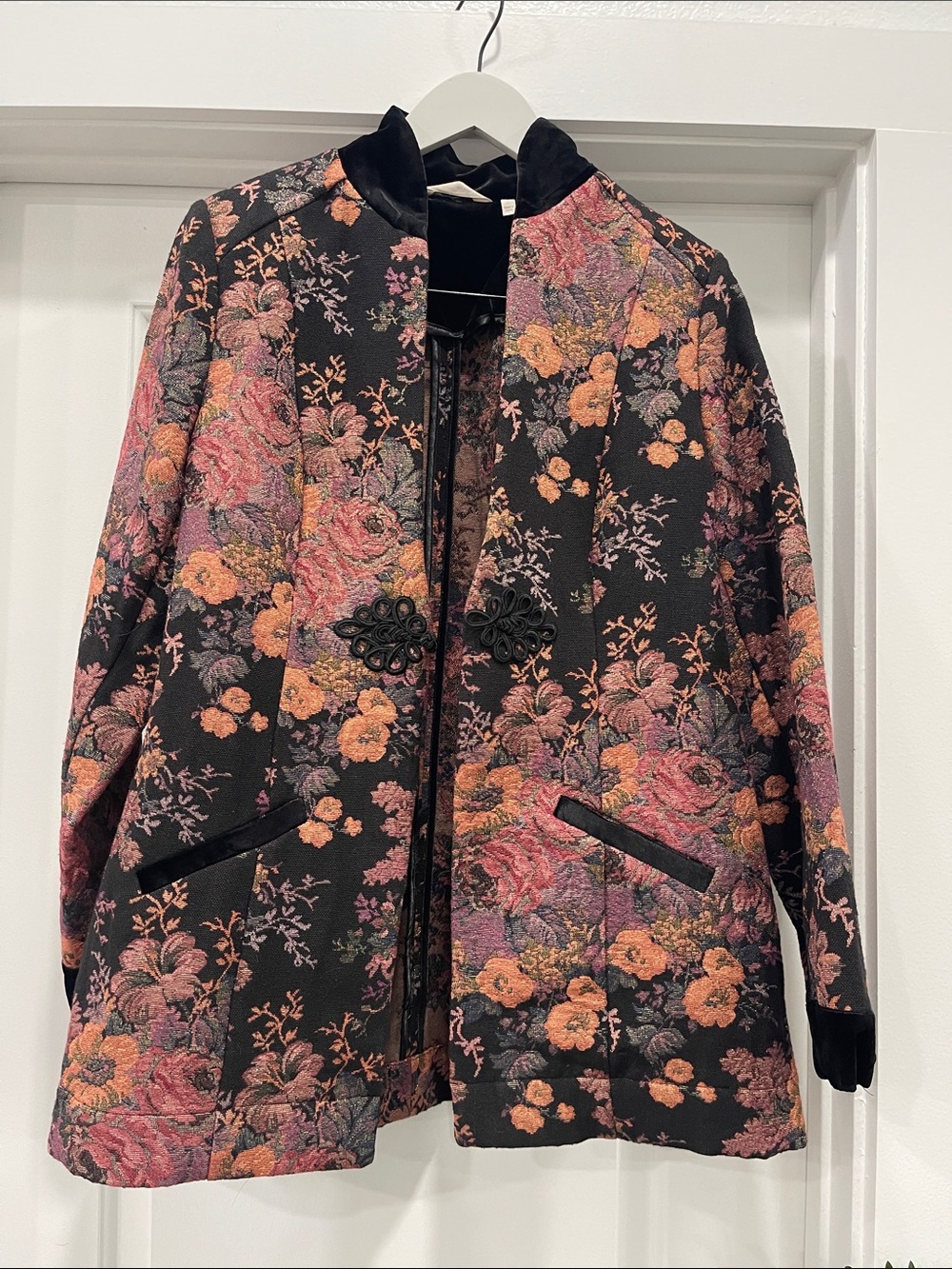 Soft Surroundings Floral Jacquard Black Statement Jacket - Women's